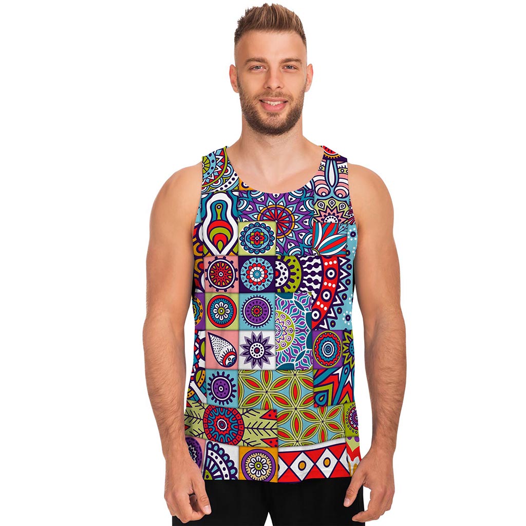 Mandala Tile Bohemian Pattern Print Men's Tank Top