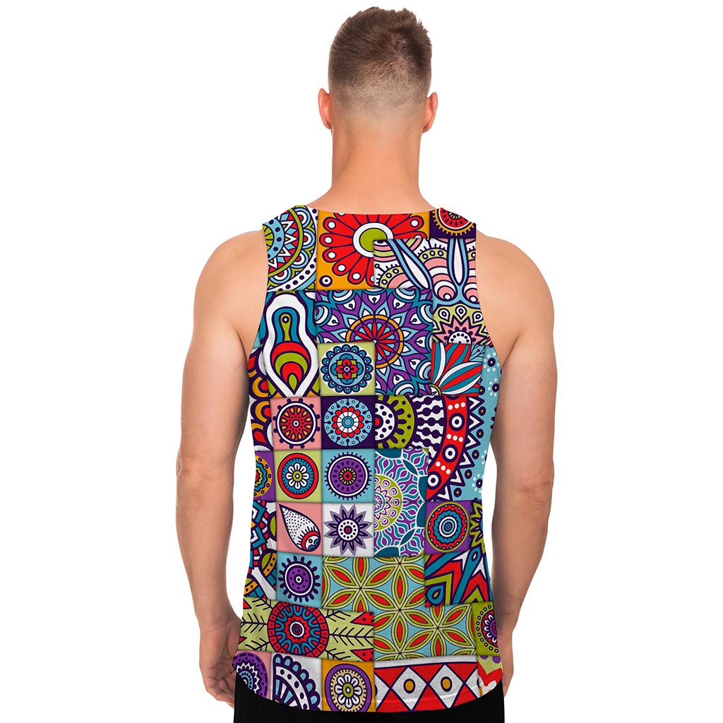 Mandala Tile Bohemian Pattern Print Men's Tank Top