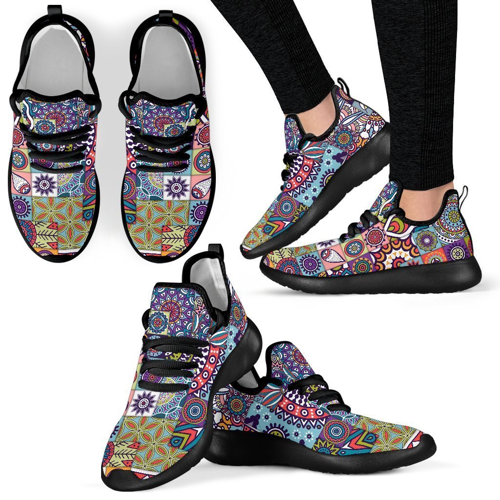 Mandala Tile Bohemian Pattern Print Mesh Knit Shoes GearFrost