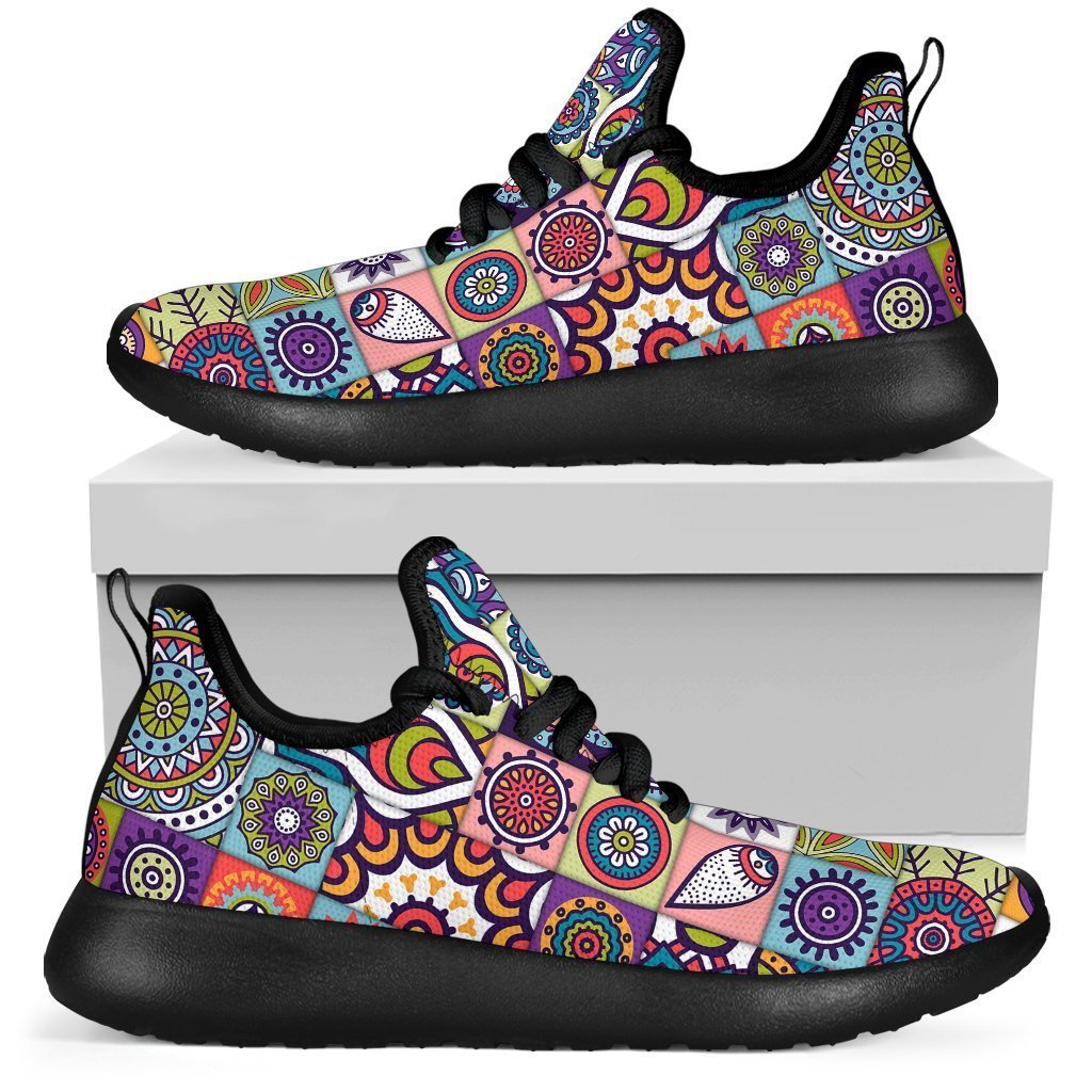 Mandala Tile Bohemian Pattern Print Mesh Knit Shoes GearFrost