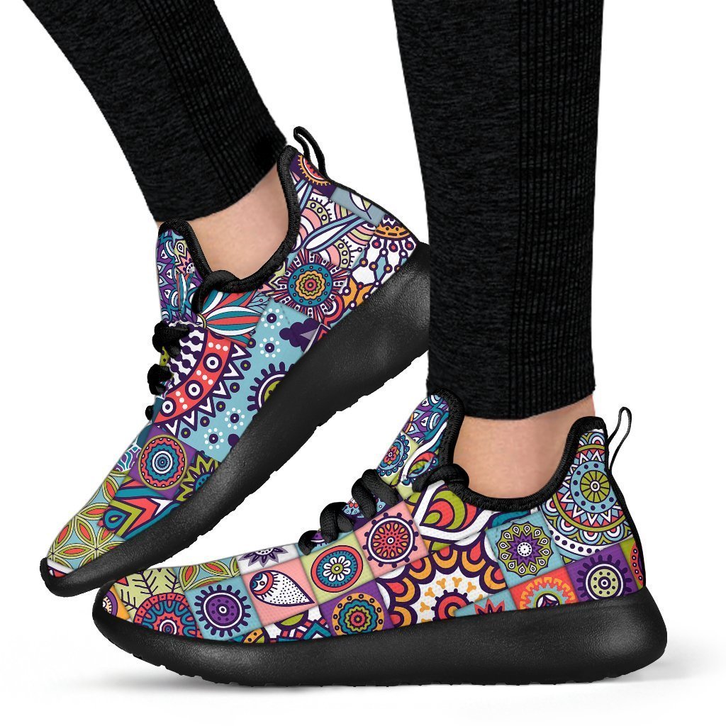 Mandala Tile Bohemian Pattern Print Mesh Knit Shoes GearFrost