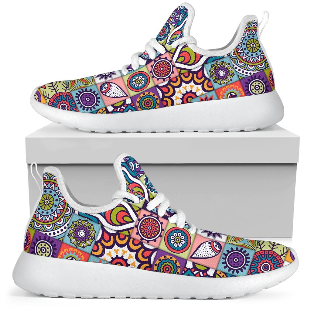 Mandala Tile Bohemian Pattern Print Mesh Knit Shoes GearFrost