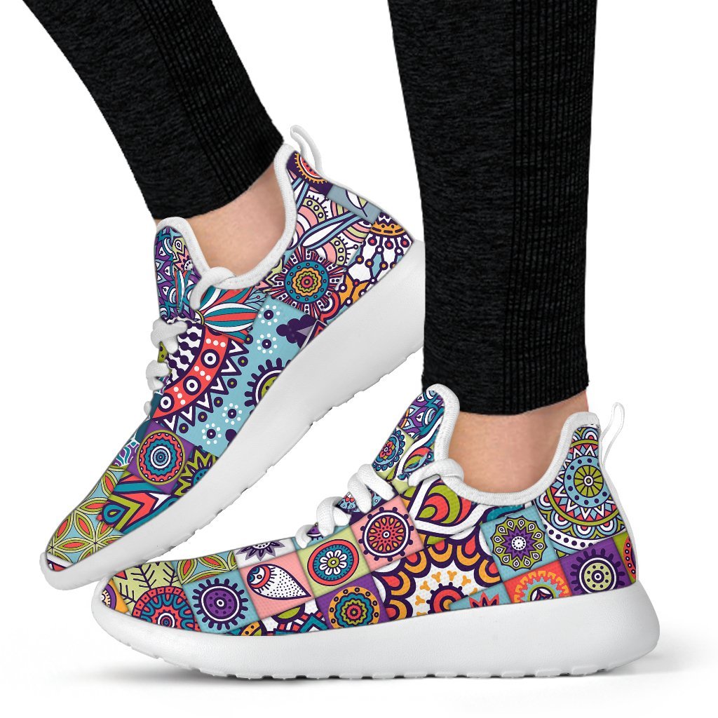 Mandala Tile Bohemian Pattern Print Mesh Knit Shoes GearFrost