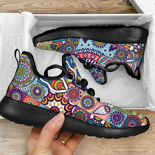 Mandala Tile Bohemian Pattern Print Mesh Knit Shoes GearFrost