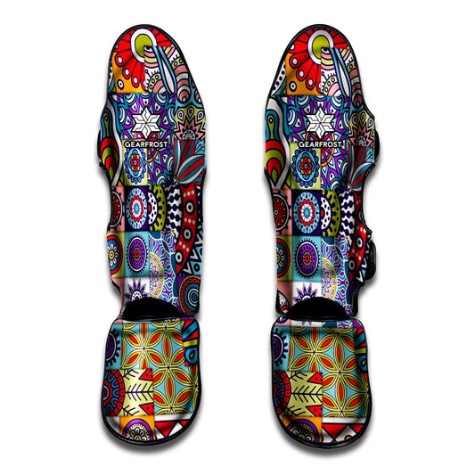 Mandala Tile Bohemian Pattern Print Muay Thai Shin Guard