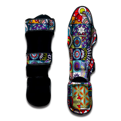 Mandala Tile Bohemian Pattern Print Muay Thai Shin Guard
