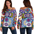 Mandala Tile Bohemian Pattern Print Off The Shoulder Sweatshirt