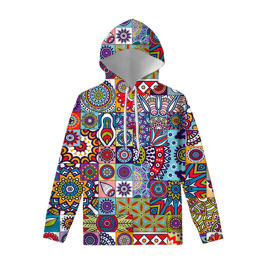 Mandala Tile Bohemian Pattern Print Pullover Hoodie