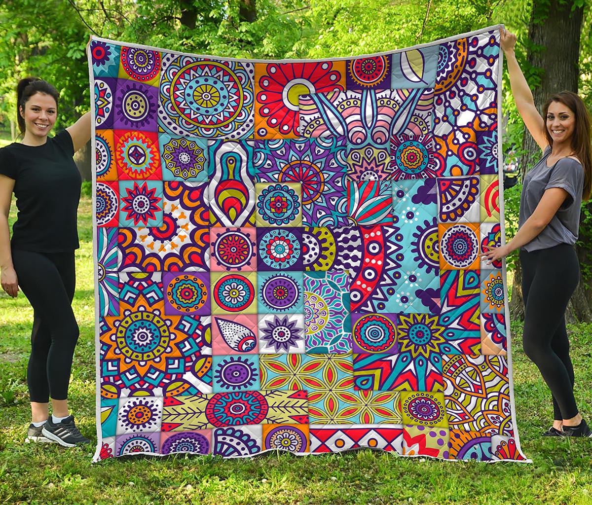 Mandala Tile Bohemian Pattern Print Quilt