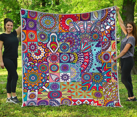 Mandala Tile Bohemian Pattern Print Quilt