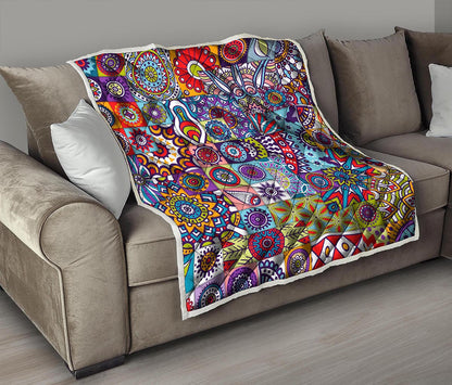 Mandala Tile Bohemian Pattern Print Quilt
