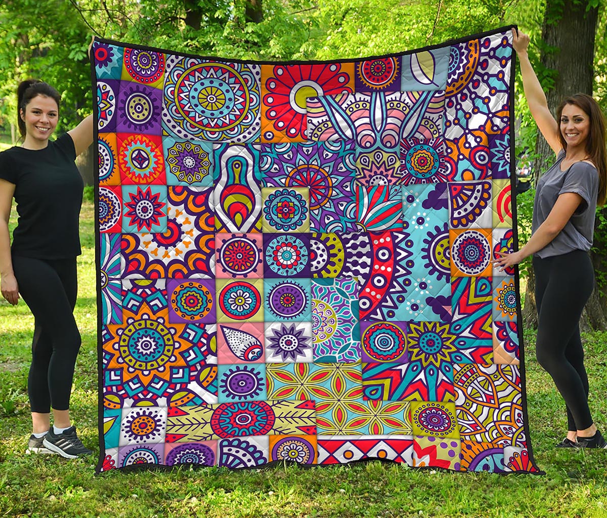 Mandala Tile Bohemian Pattern Print Quilt