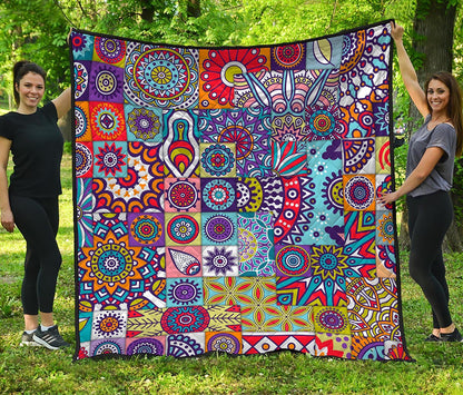 Mandala Tile Bohemian Pattern Print Quilt