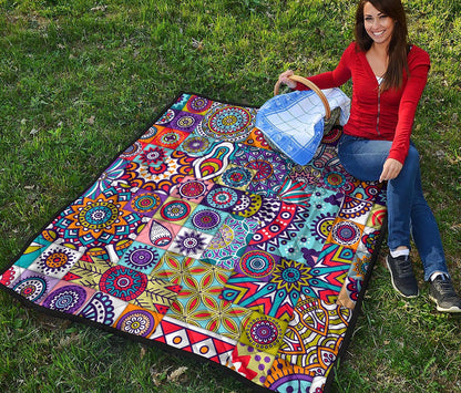Mandala Tile Bohemian Pattern Print Quilt