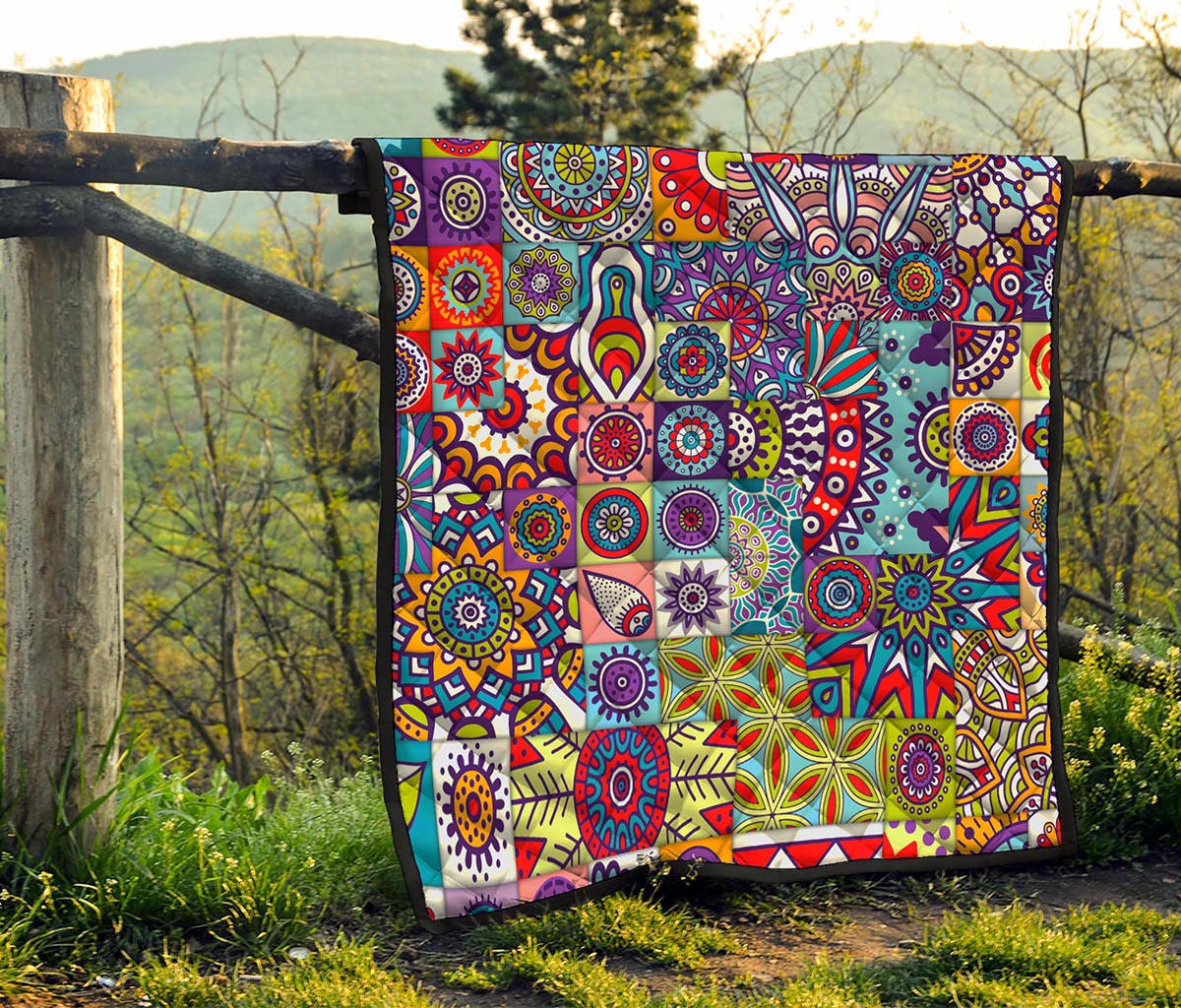 Mandala Tile Bohemian Pattern Print Quilt