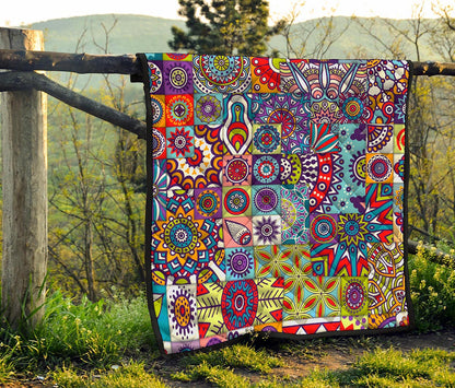 Mandala Tile Bohemian Pattern Print Quilt