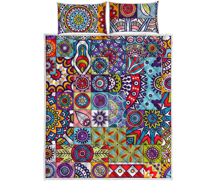 Mandala Tile Bohemian Pattern Print Quilt Bed Set
