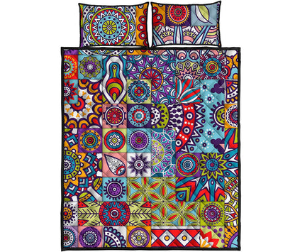 Mandala Tile Bohemian Pattern Print Quilt Bed Set