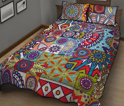 Mandala Tile Bohemian Pattern Print Quilt Bed Set