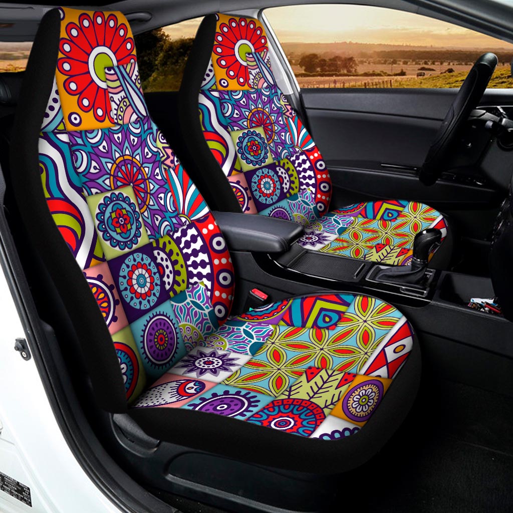 Mandala Tile Bohemian Pattern Print Universal Fit Car Seat Covers