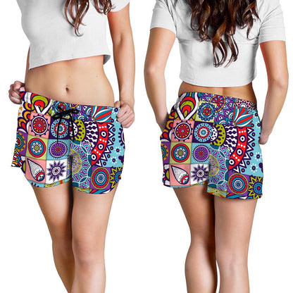 Mandala Tile Bohemian Pattern Print Women's Shorts