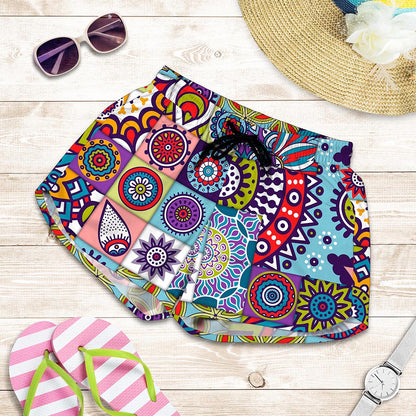 Mandala Tile Bohemian Pattern Print Women's Shorts
