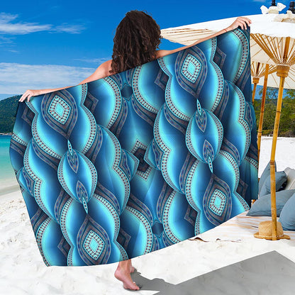 Mandala Waves Bohemian Pattern Print Beach Sarong Wrap