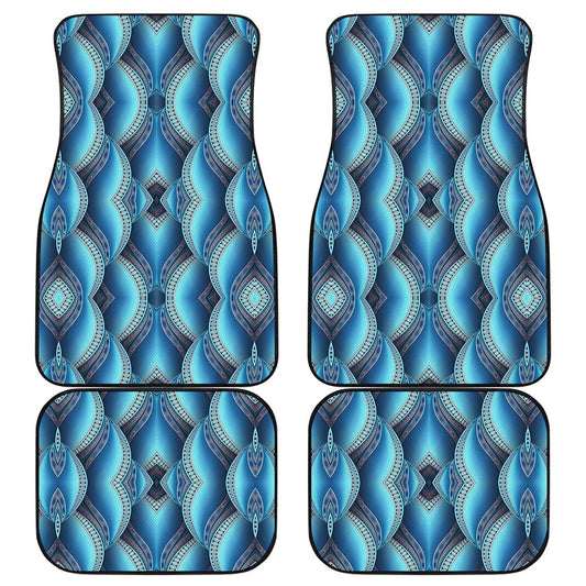 Mandala Waves Bohemian Pattern Print Front and Back Car Floor Mats
