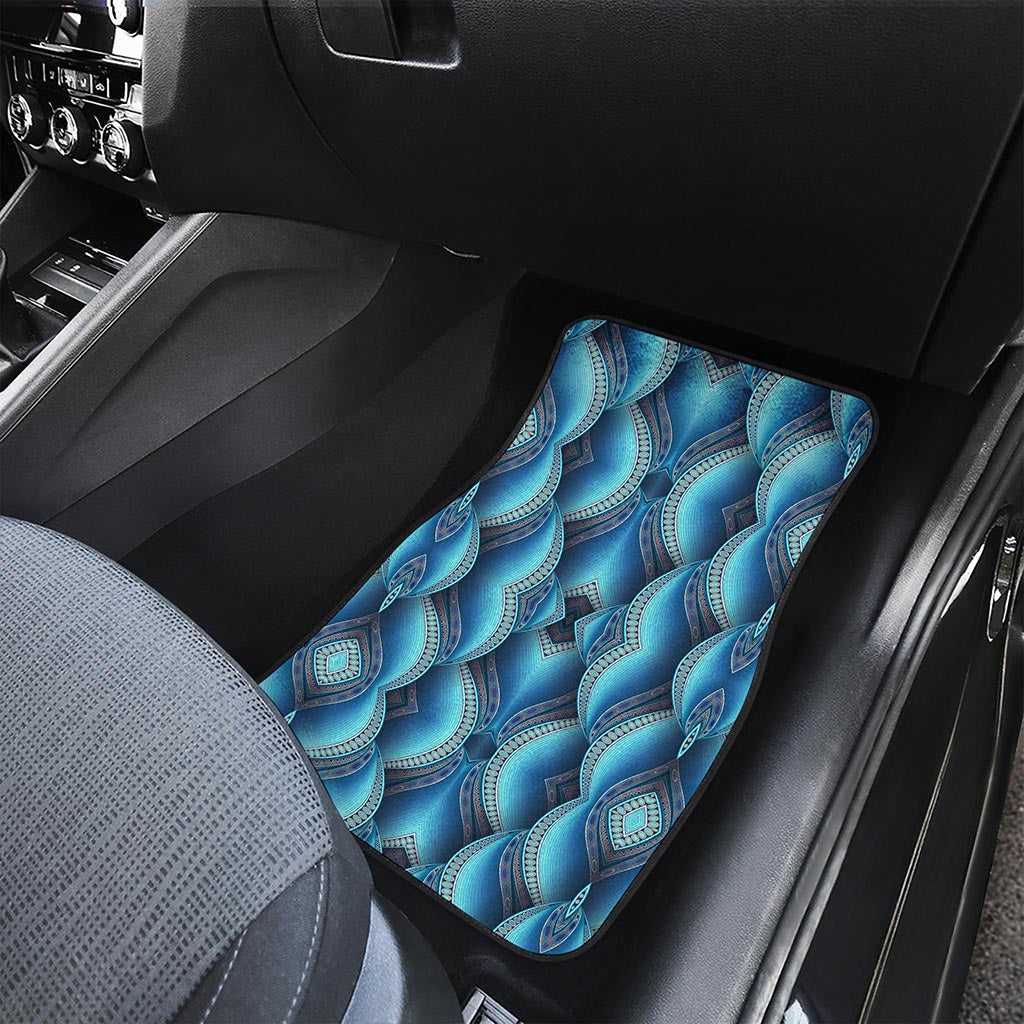 Mandala Waves Bohemian Pattern Print Front and Back Car Floor Mats