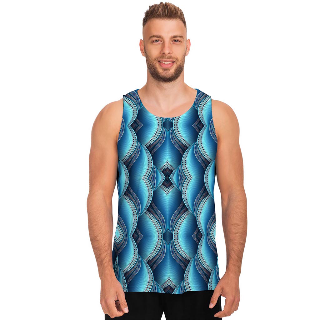 Mandala Waves Bohemian Pattern Print Men's Tank Top