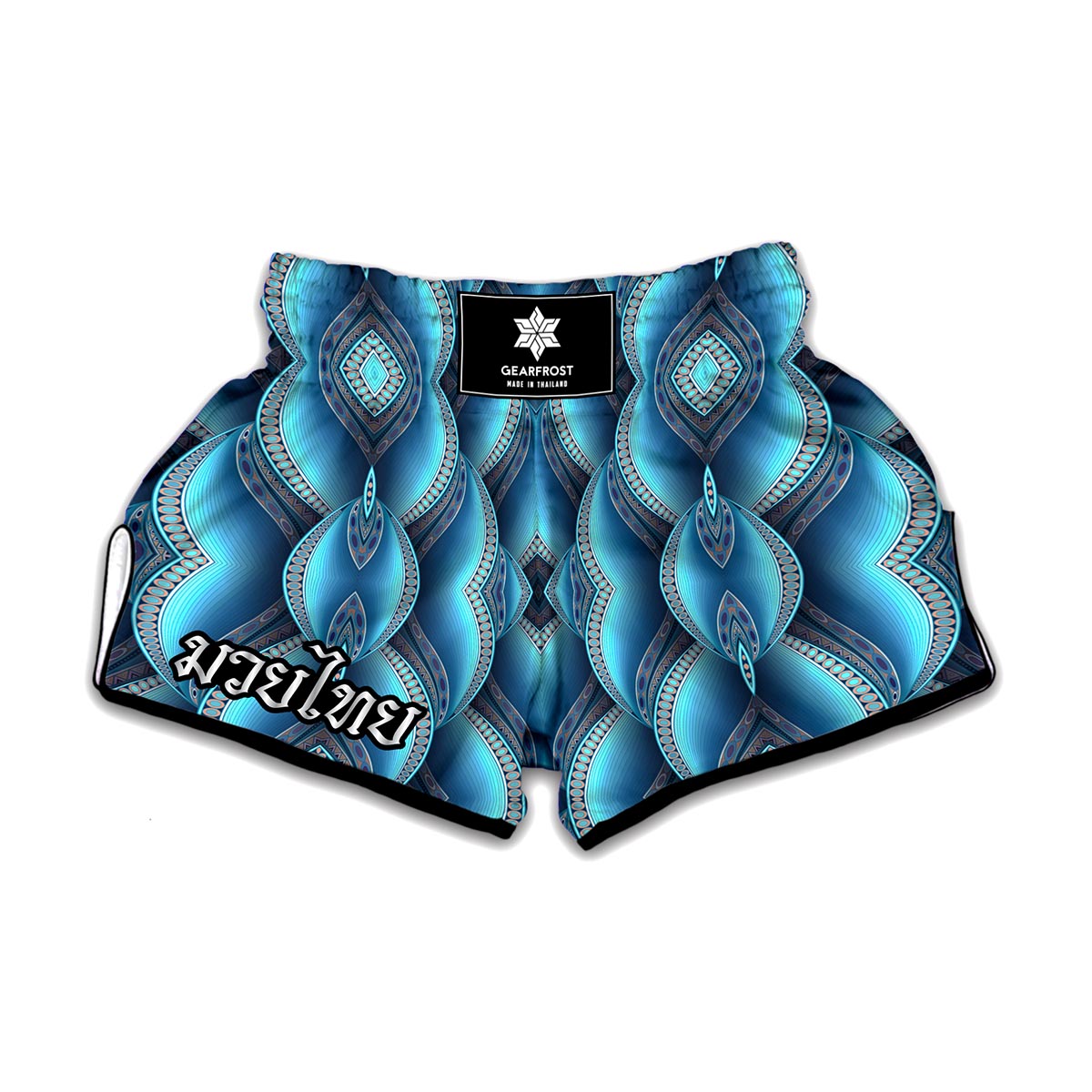 Mandala Waves Bohemian Pattern Print Muay Thai Boxing Shorts