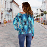 Mandala Waves Bohemian Pattern Print Off Shoulder Sweatshirt GearFrost