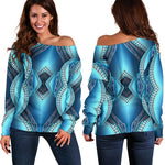Mandala Waves Bohemian Pattern Print Off Shoulder Sweatshirt GearFrost