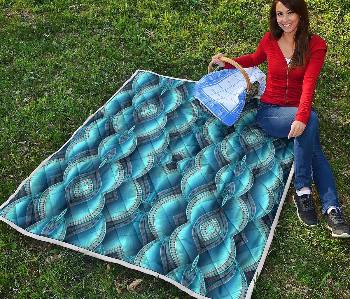 Mandala Waves Bohemian Pattern Print Quilt