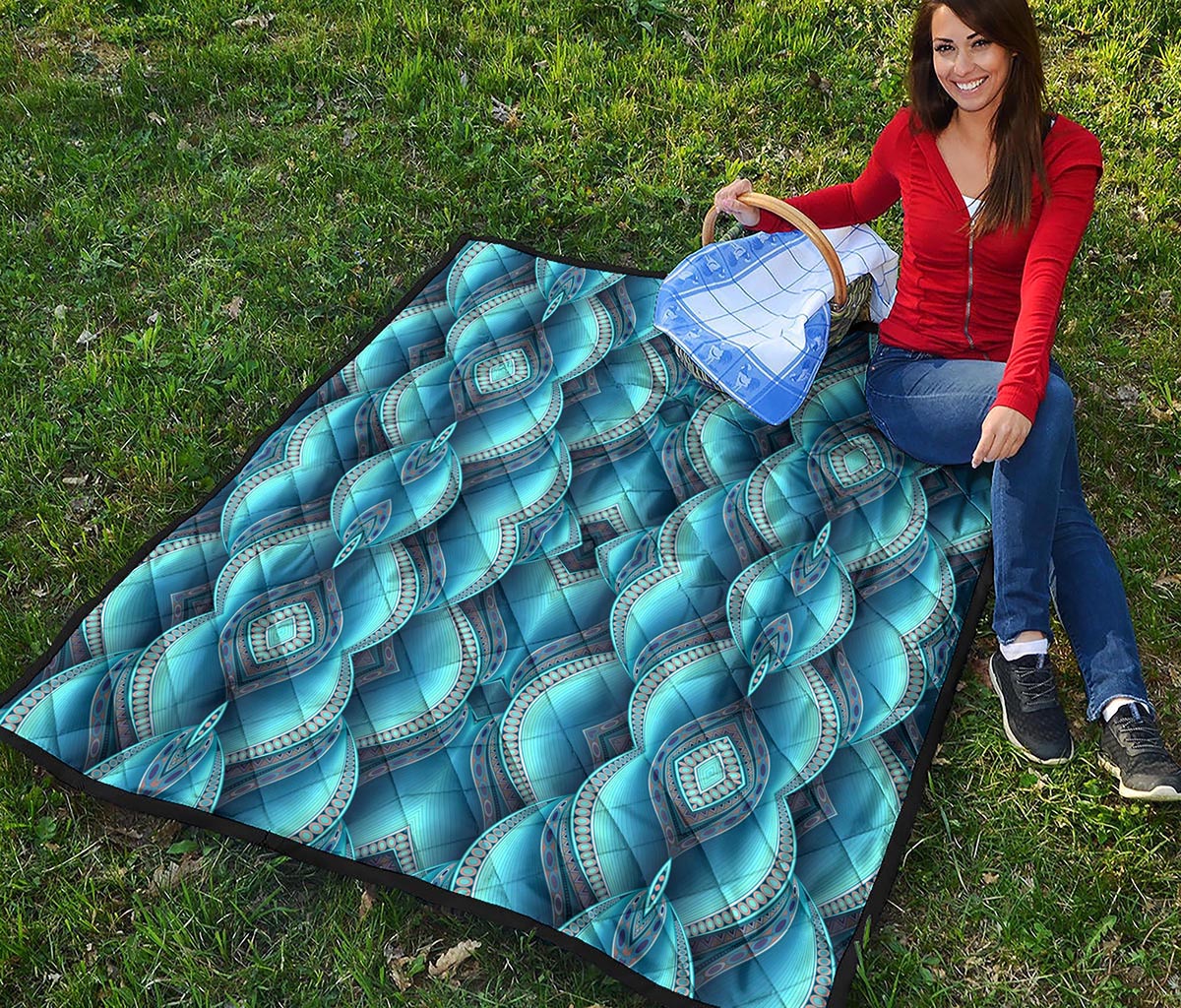 Mandala Waves Bohemian Pattern Print Quilt