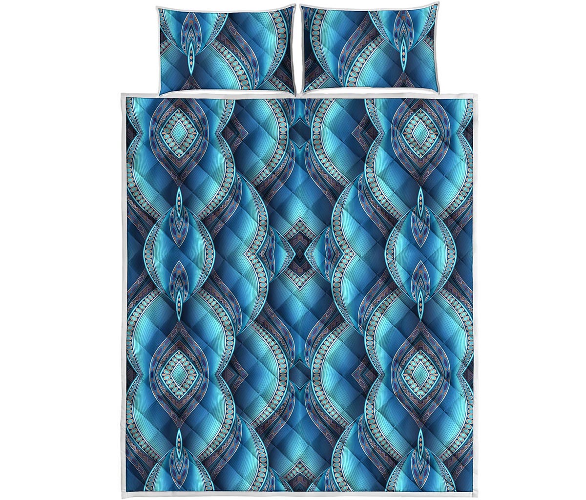 Mandala Waves Bohemian Pattern Print Quilt Bed Set
