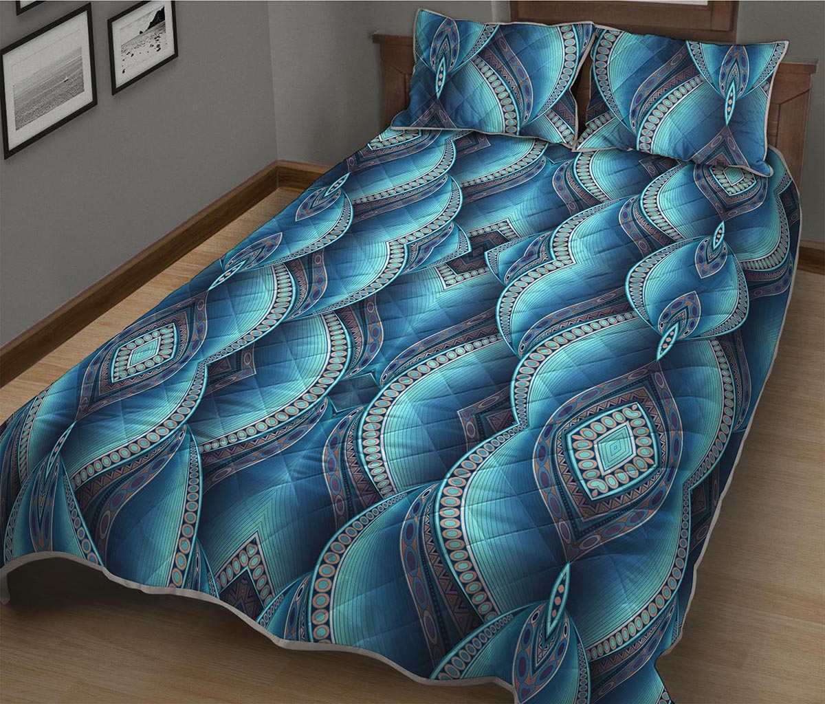 Mandala Waves Bohemian Pattern Print Quilt Bed Set