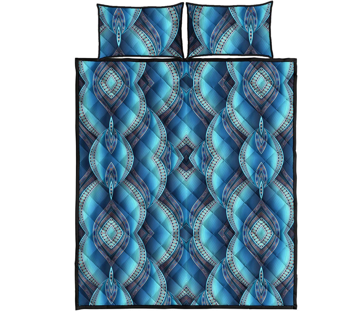 Mandala Waves Bohemian Pattern Print Quilt Bed Set