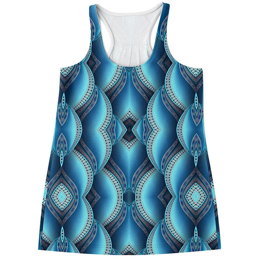 Mandala Waves Bohemian Pattern Print Women's Racerback Tank Top