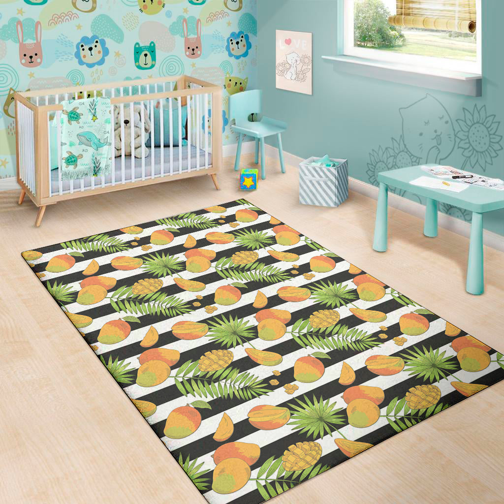 Mango Fruit Striped Pattern Print Area Rug
