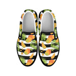 Mango Fruit Striped Pattern Print Black Slip On Shoes