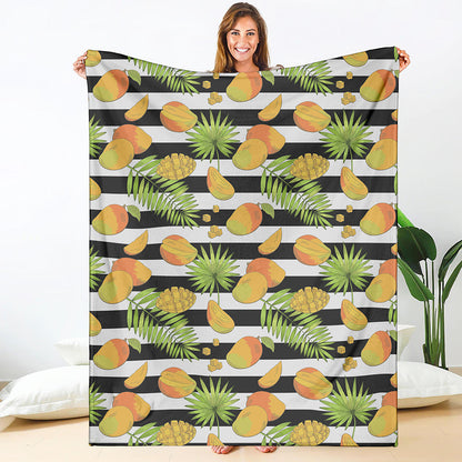 Mango Fruit Striped Pattern Print Blanket