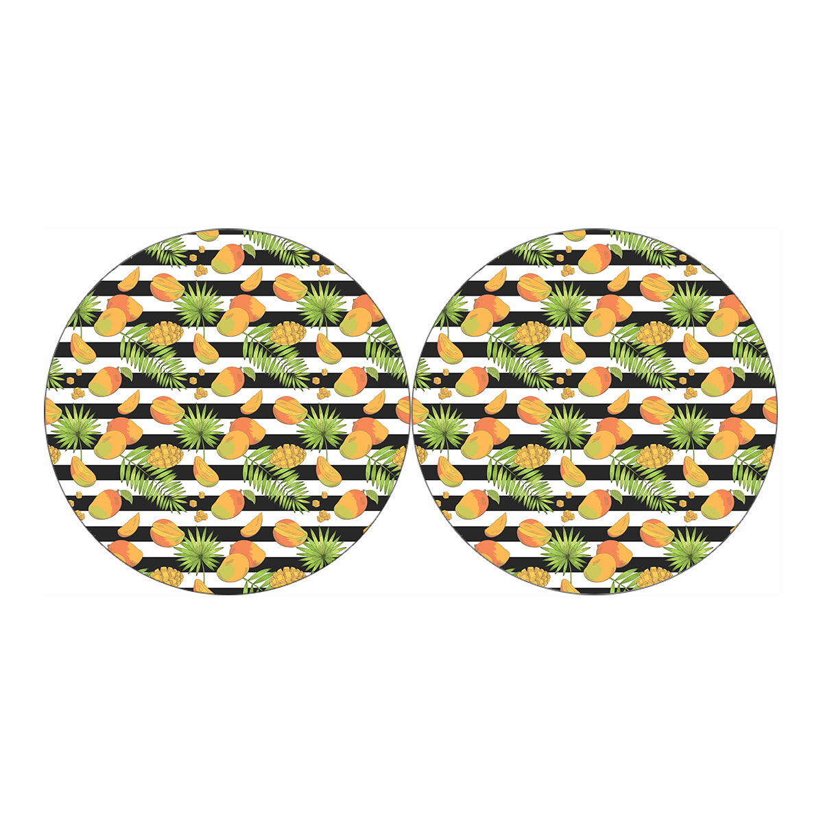 Mango Fruit Striped Pattern Print Car Coasters