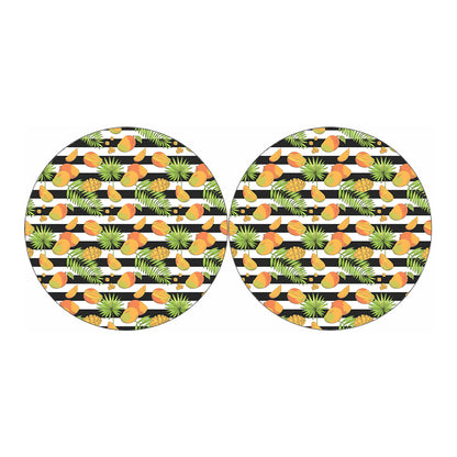 Mango Fruit Striped Pattern Print Car Coasters
