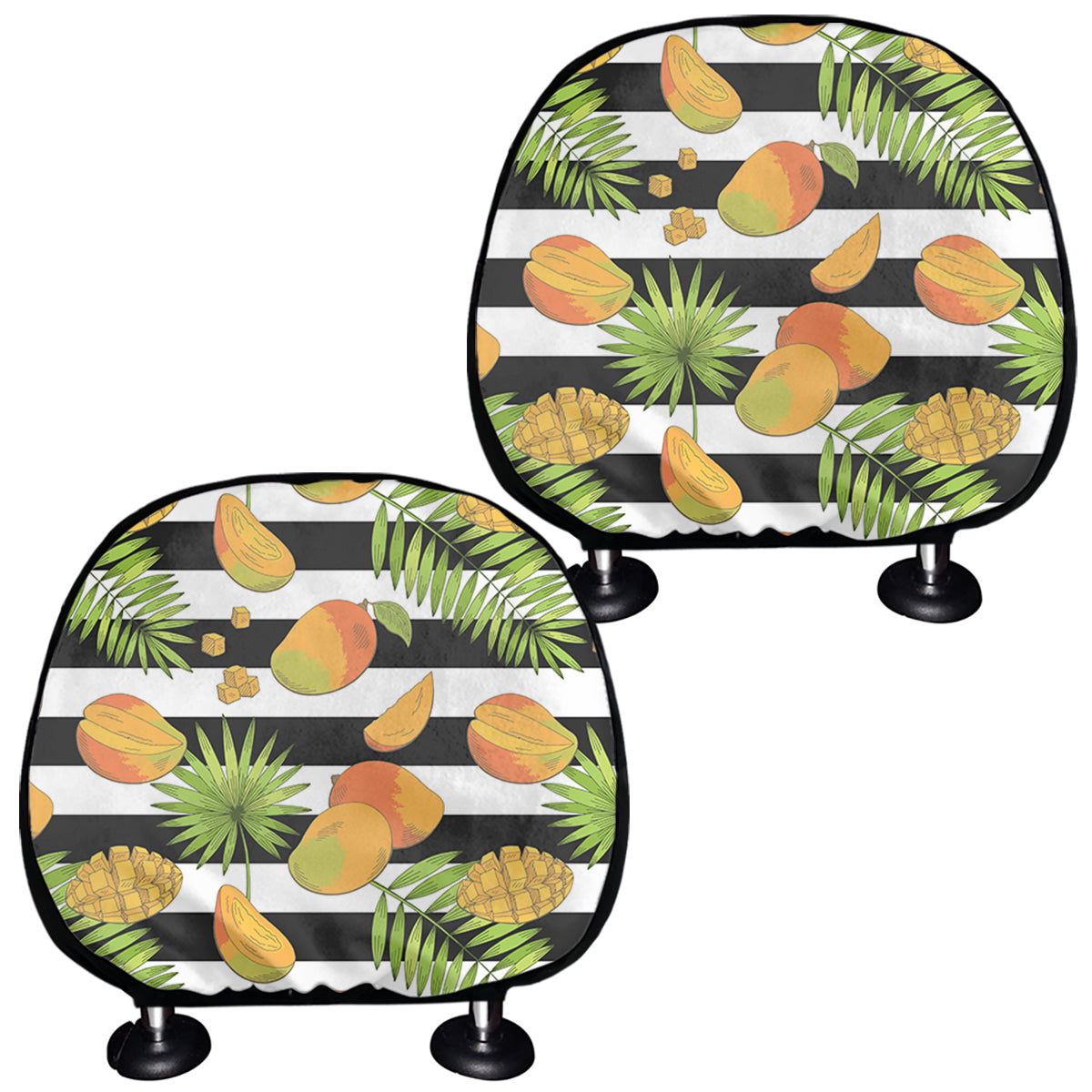 Mango Fruit Striped Pattern Print Car Headrest Covers