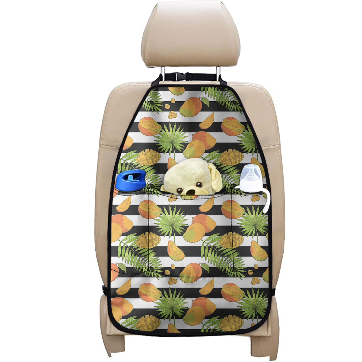 Mango Fruit Striped Pattern Print Car Seat Organizers