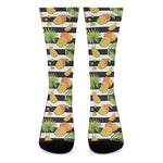 Mango Fruit Striped Pattern Print Crew Socks