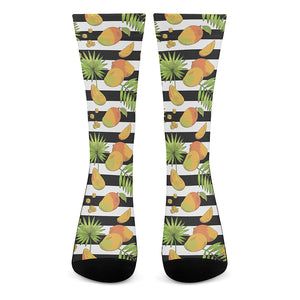 Mango Fruit Striped Pattern Print Crew Socks