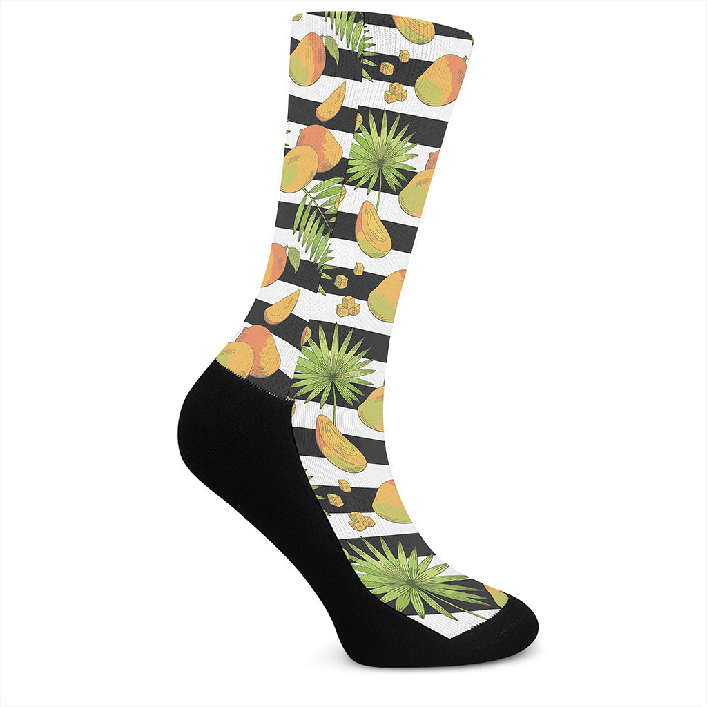 Mango Fruit Striped Pattern Print Crew Socks