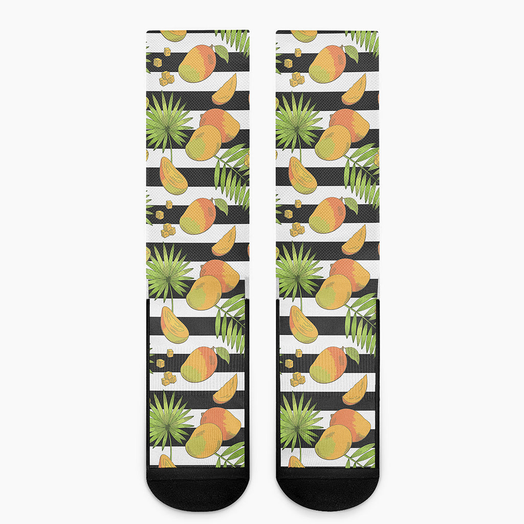 Mango Fruit Striped Pattern Print Crew Socks